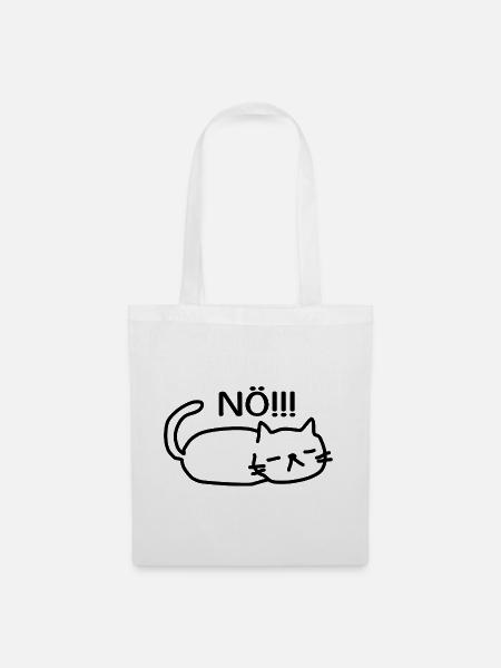 Nö Lustige Faule Katze - Stoffbeutel - Weiß