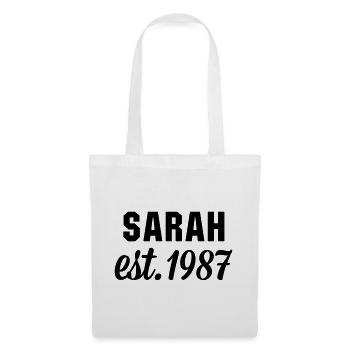 Sarah est 1987 - Stoffbeutel - Weiß - Vorne