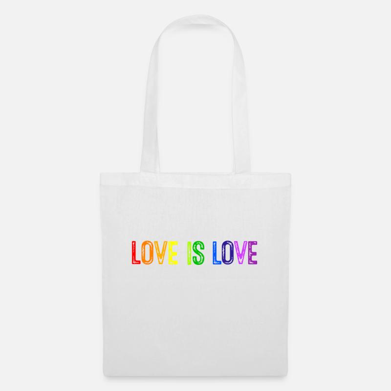 Love is Love Regenbogenfarben - Stoffbeutel - Weiß