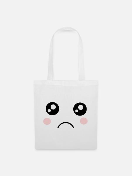 Kawaii, Augen, Gesicht - Stoffbeutel - Weiß