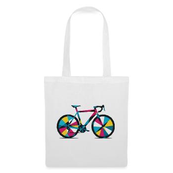 Buntes geometrisches Fahrrad - Stoffbeutel - Weiß - Vorne