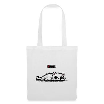 Battery low – Cute Cat Minimal Statement - Tote Bag - white - Front