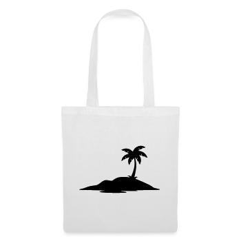 Tropical Island with Palm Tree Silhouette - Tote Bag - white - Front