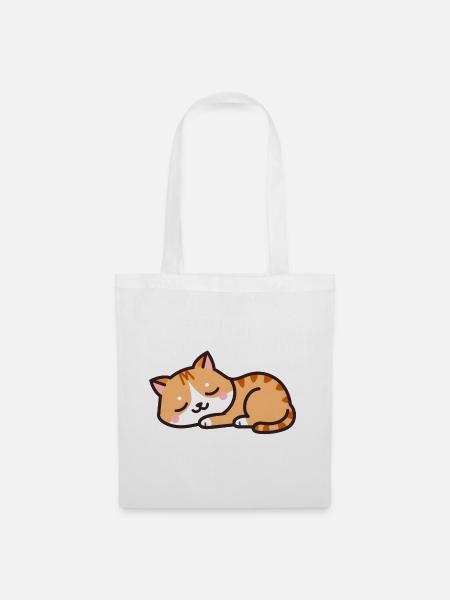 Schlafende Katze - Stoffbeutel - Weiß