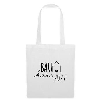 Bauherr 2027 – Hausbau Eigenheim Geschenk - Stoffbeutel - Weiß - Vorne