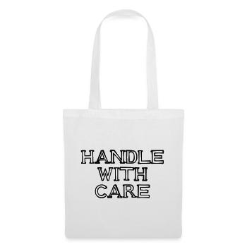 HANDLE WITH CARE Schriftzug handgezeichnet - Stoffbeutel - Weiß - Vorne