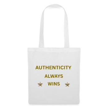L’AUTHENTICITÉ GAGNE TOUJOURS – Citation motivationnelle en or - Sac en tissu - blanc - Devant