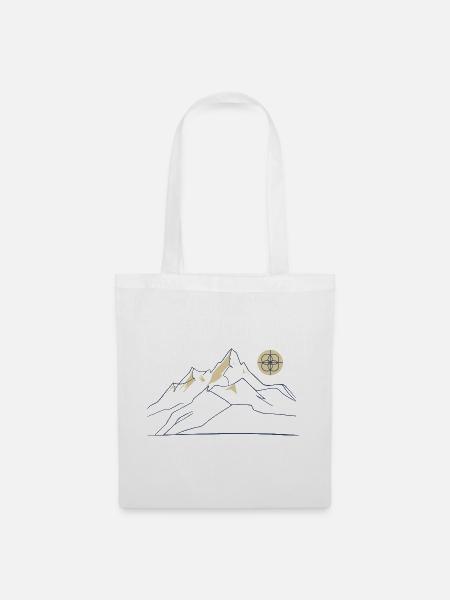 Mountain Line Art - Stoffbeutel - Weiß