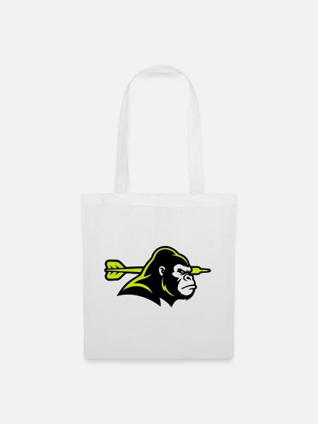 Gorilla Dart Pfeil Maskottchen - Stoffbeutel - Weiß