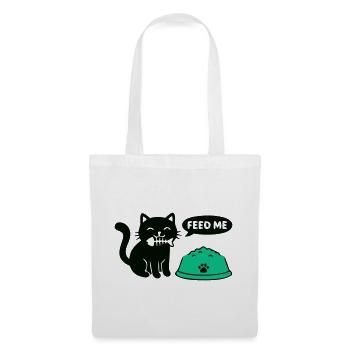 Hungrige Katze Futternapf Grafik - Stoffbeutel - Weiß - Vorne