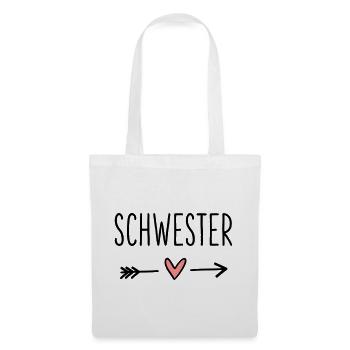 Schwester Herz Pfeil Liebe Freundin Geschenk - Stoffbeutel - Weiß - Vorne