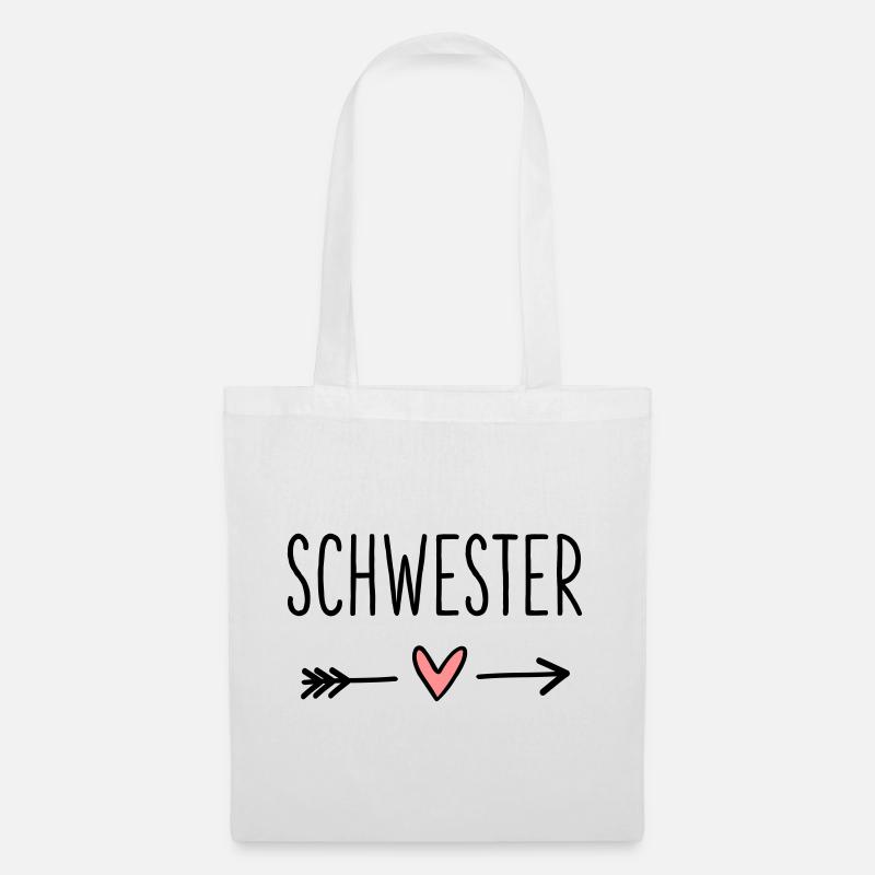 Schwester Herz Pfeil Liebe Freundin Geschenk - Stoffbeutel - Weiß