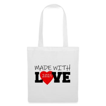 Made With Love 2021 Geschenkidee für Eltern - Stoffbeutel - Weiß - Vorne