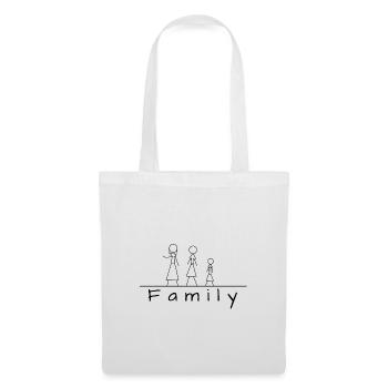 Famille de figurines en bâton - Sac en tissu - blanc - Devant