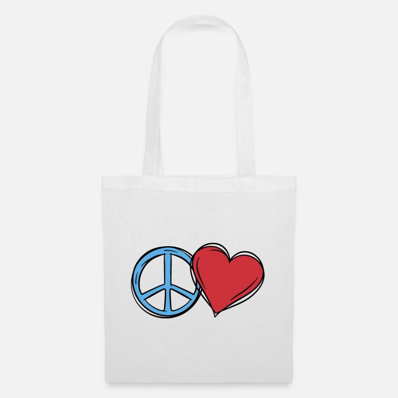 Herz Weltfrieden Peace Frieden Liebe Geschenkidee - Stoffbeutel - Weiß