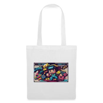 Voxel Gaming Hero with Retro Design - Tote Bag - white - Front