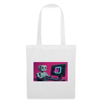 Futuristic AI Robot and Tech Screen - Tote Bag - white - Front