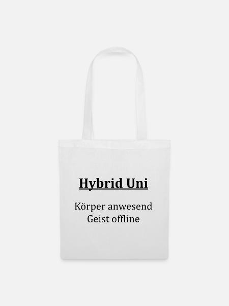 Unispruch "Hybrid Uni" Geschenk, Studenten - Stoffbeutel - Weiß