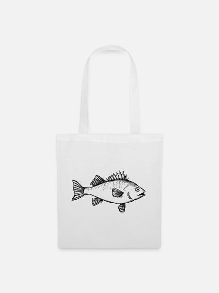 Rotbarsch Angler Fisch - Illustration - Stoffbeutel - Weiß