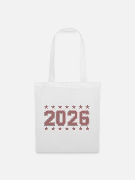 Jahr 2026 Retro Abzeichen - Stoffbeutel - Weiß
