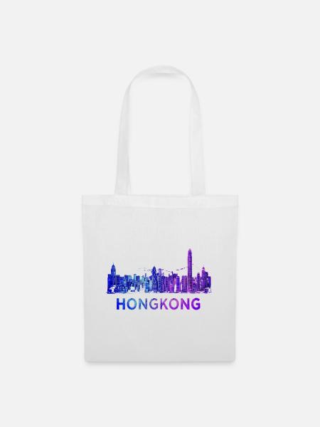 Hongkong Skyline - Stoffbeutel - Weiß