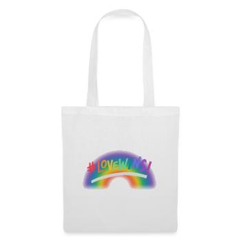 Liebe gewinnt Regenbogen - Stoffbeutel - Weiß - Vorne