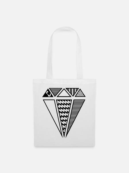 Diamant mit Muster - Stoffbeutel - Weiß