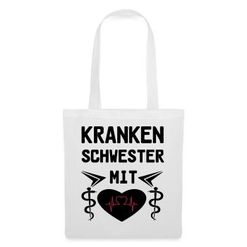 Krankenschwester mit Herz Medizin Geschenk - Stoffbeutel - Weiß - Vorne