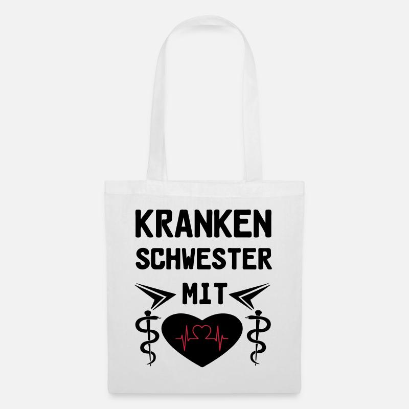 Krankenschwester mit Herz Medizin Geschenk - Stoffbeutel - Weiß