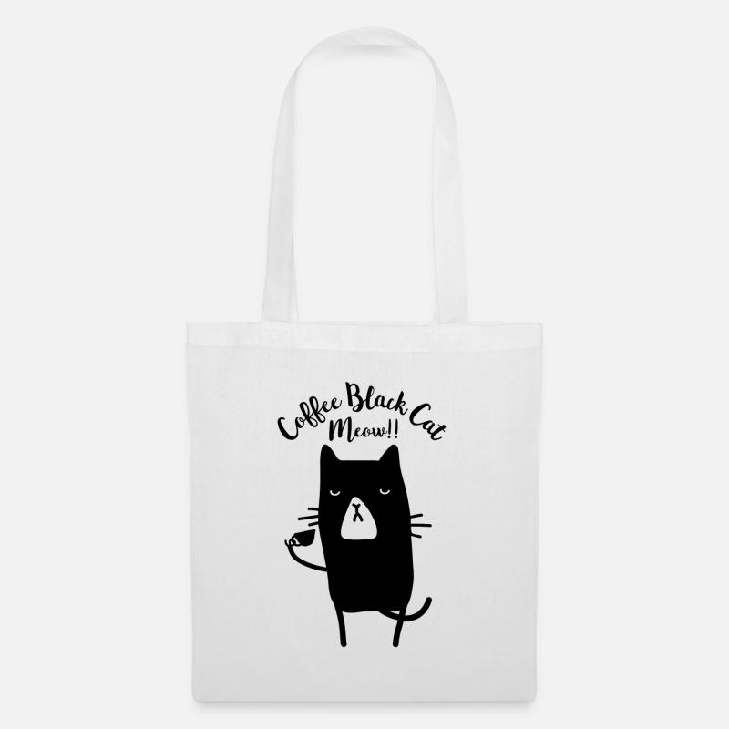 Kaffee Schwarze Katze Meow - Stoffbeutel - Weiß