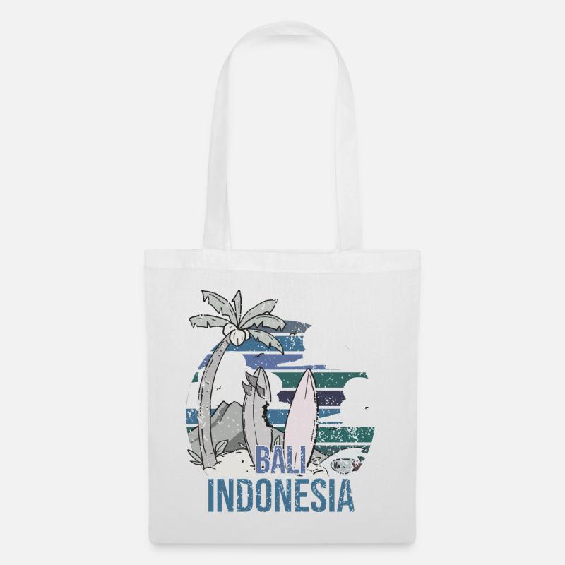 Bali Geschenk Indonesien Surfen - Stoffbeutel - Weiß