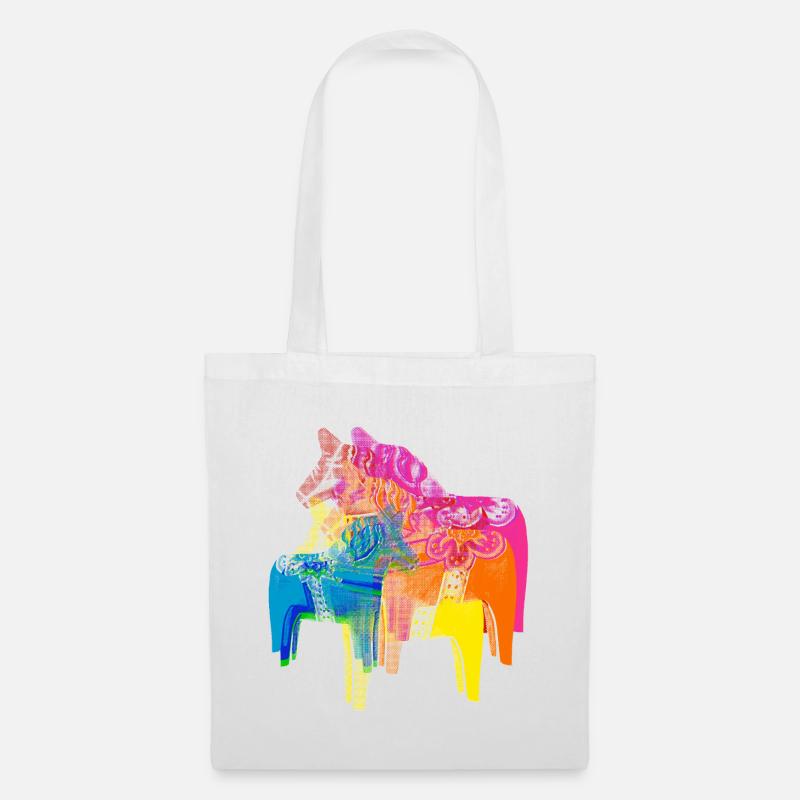 Pop Art Dala Pferde -Weihnachts Pulli Skandi Style - Stoffbeutel - Weiß