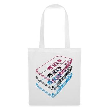 Cassette 3D – Mixtape rétro Perspective vintage - Sac en tissu - blanc - Devant