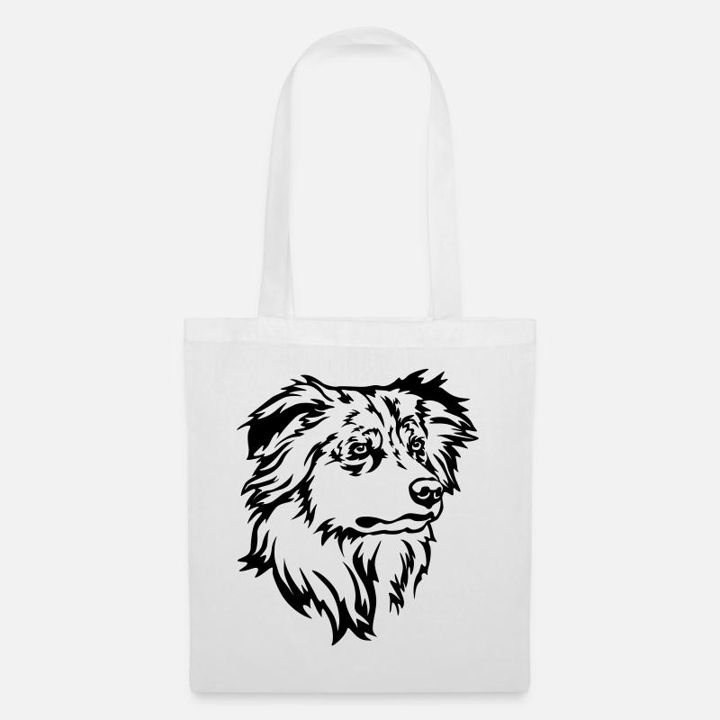 Australian Shepherd Kopf - Stoffbeutel - Weiß