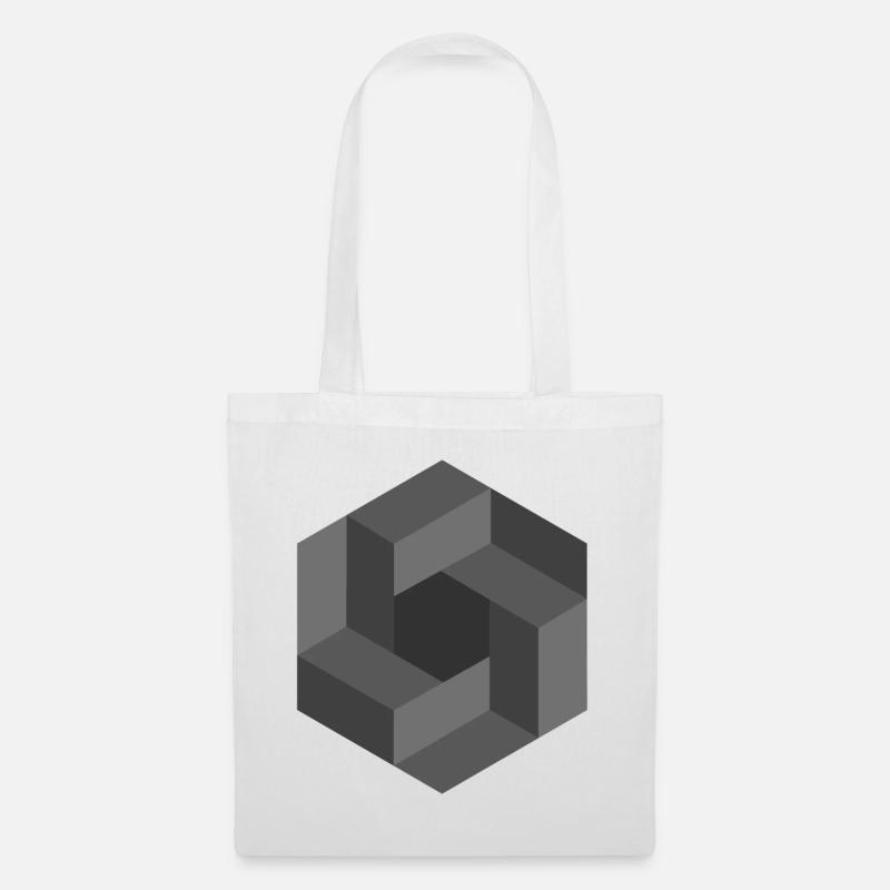 Geometric Illusion Pattern Black White - Tote Bag - white