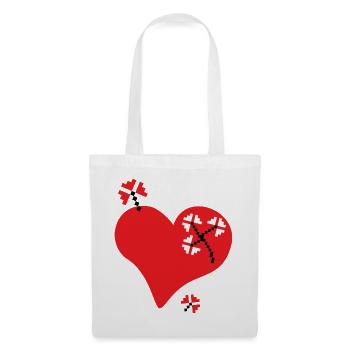 Heart and Flowers - Traditional Romanian pattern - Tote Bag - white - Front