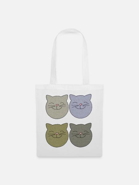 katzen 4er pack - Stoffbeutel - Weiß
