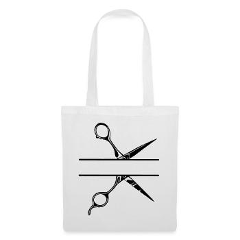 Texte bannière logo coiffeur, ciseaux - Sac en tissu - blanc - Devant