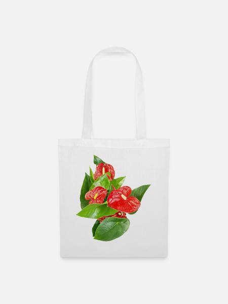 Rote Anthurien Floraledition - Stoffbeutel - Weiß