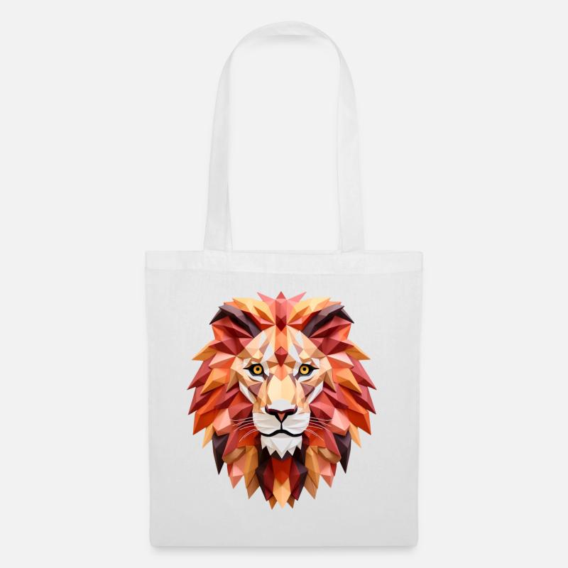 Lion: tons géométriques et orange - Sac en tissu - blanc