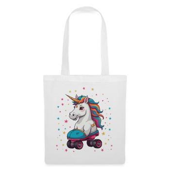 Licorne drôle de patin à roulettes - Sac en tissu - blanc - Devant