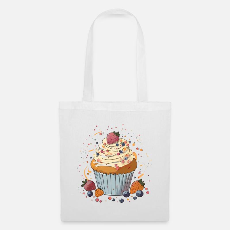 Cupcake mit Beeren - Stoffbeutel - Weiß