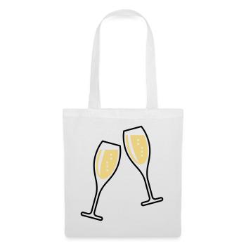 2 Sektgläser (Sekt / Oval / Zu / 2C) - Stoffbeutel - Weiß - Vorne