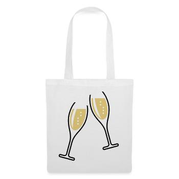 2 Sektgläser (Sekt / Oval / Offen / 2C) - Stoffbeutel - Weiß - Vorne