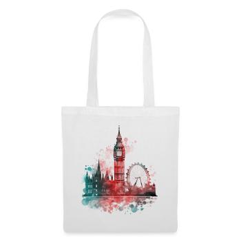 London England Stadt Skyline Big Ben Bunt Splash - Stoffbeutel - Weiß - Vorne