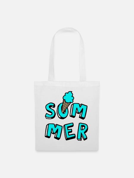 Sommer Eis Waffel Comicstyle Fun Lebensfreude Fan - Stoffbeutel - Weiß