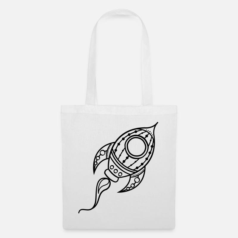 Rocket Ship Doodle Space Travel - Tote Bag - white