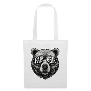 Idée cadeau Papa Bear Look Retro avec lunettes de soleil - Sac en tissu - blanc - Devant