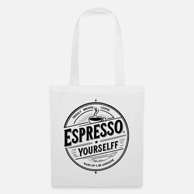 Espresso Yourself – Vintage Kaffee Abzeichen, schwarz - Stoffbeutel - Weiß