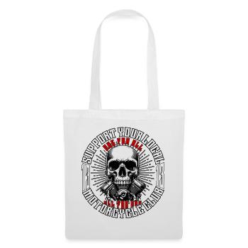 Biker Chopper Motorcyclist Skull with Motor - Tote Bag - white - Front